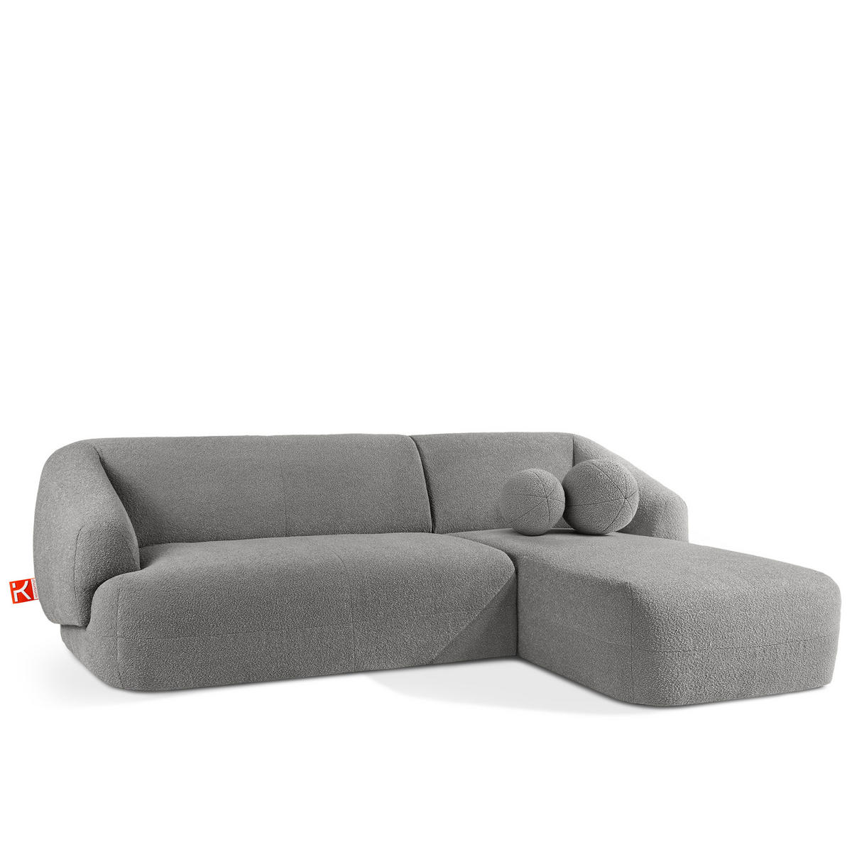 ECKSOFA RECHTS VIRA, Grau, Bouclé - Schwarz/Grau, Holz/Holzwerkstoff (300/160cm) - KONSIMO®