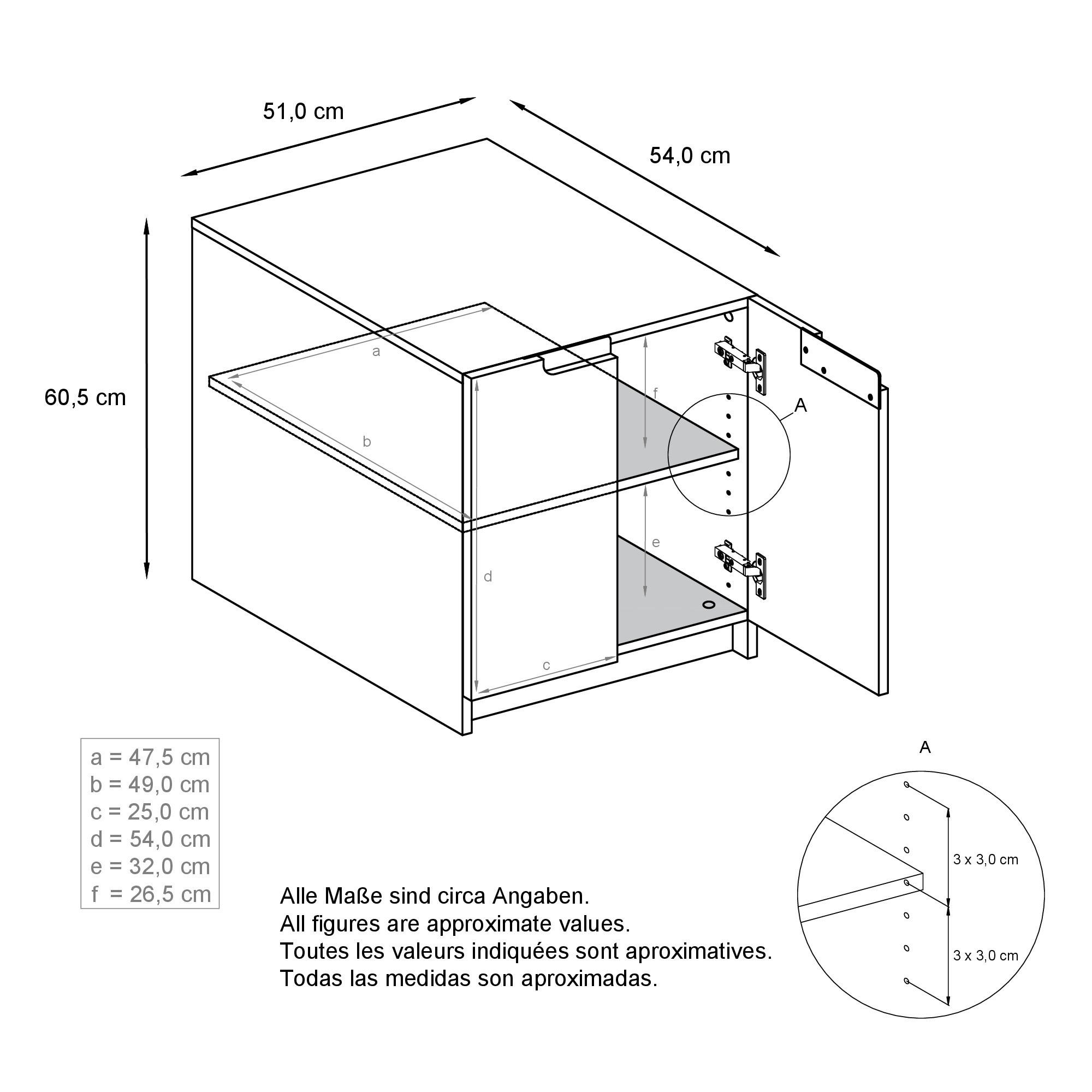 Thumbnail - Vladon Kommode, Graphit, Holzwerkstoff, 51x60.5x54 cm, Wohnzimmer, Kommoden & Sideboards, Kommoden