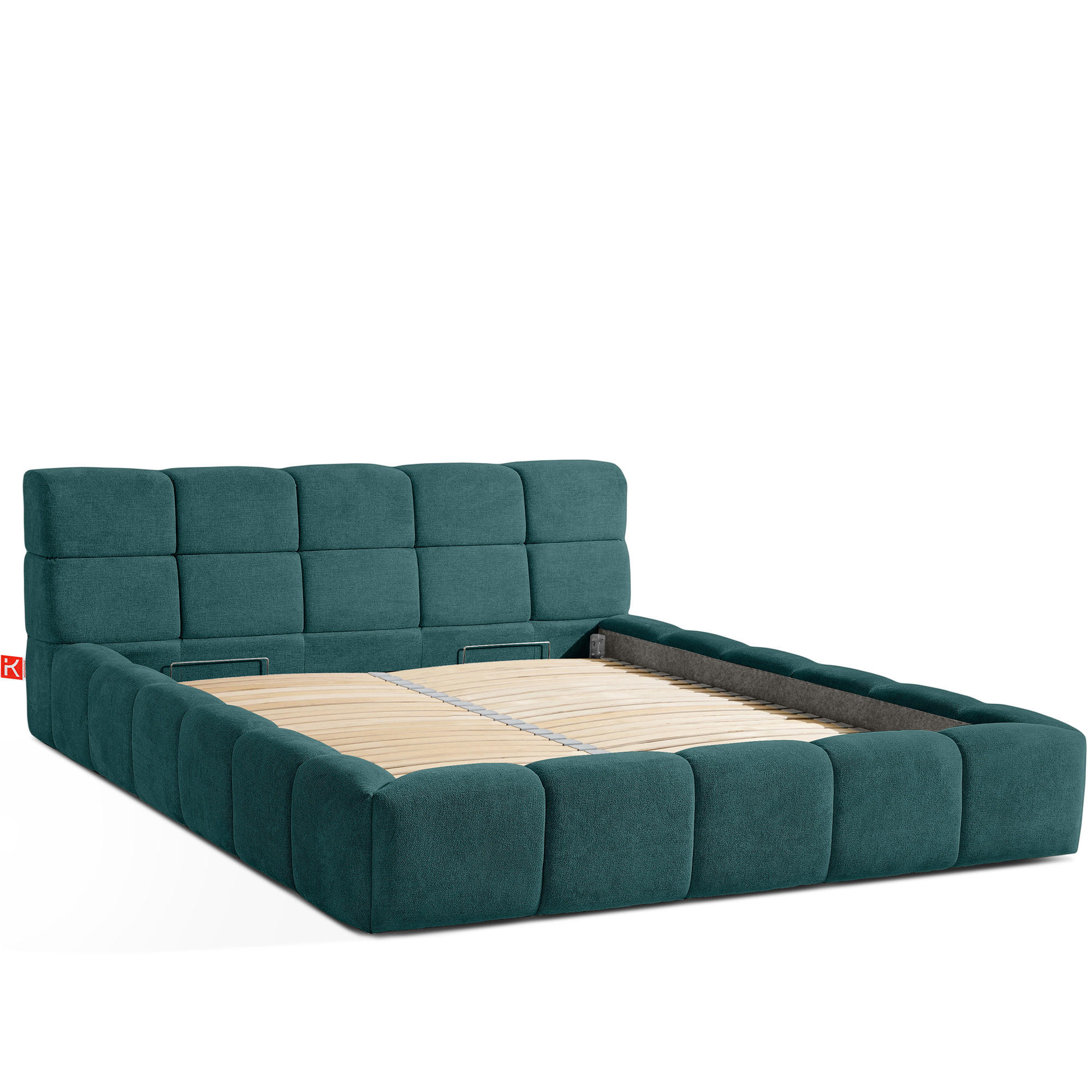 POLSTERBETT AERI mit Rahmen, blau - Blau, Holz/Holzwerkstoff (180/200cm) - KONSIMO®