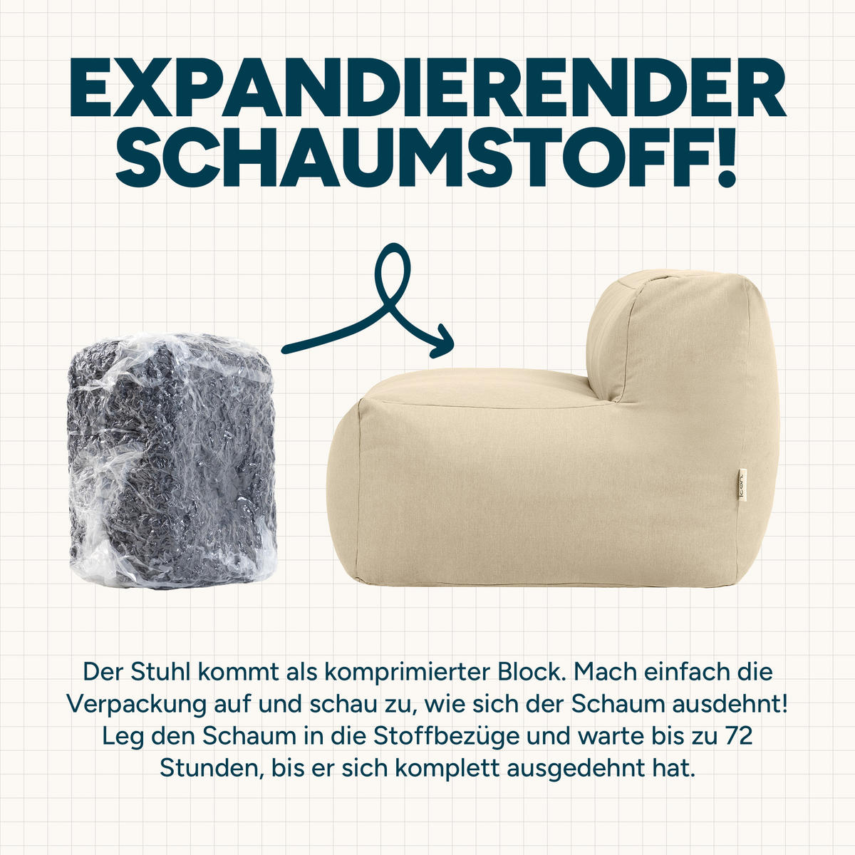 SITZSACK-SOFA Sessel - Beige, Textil (95/68/100cm) - icon