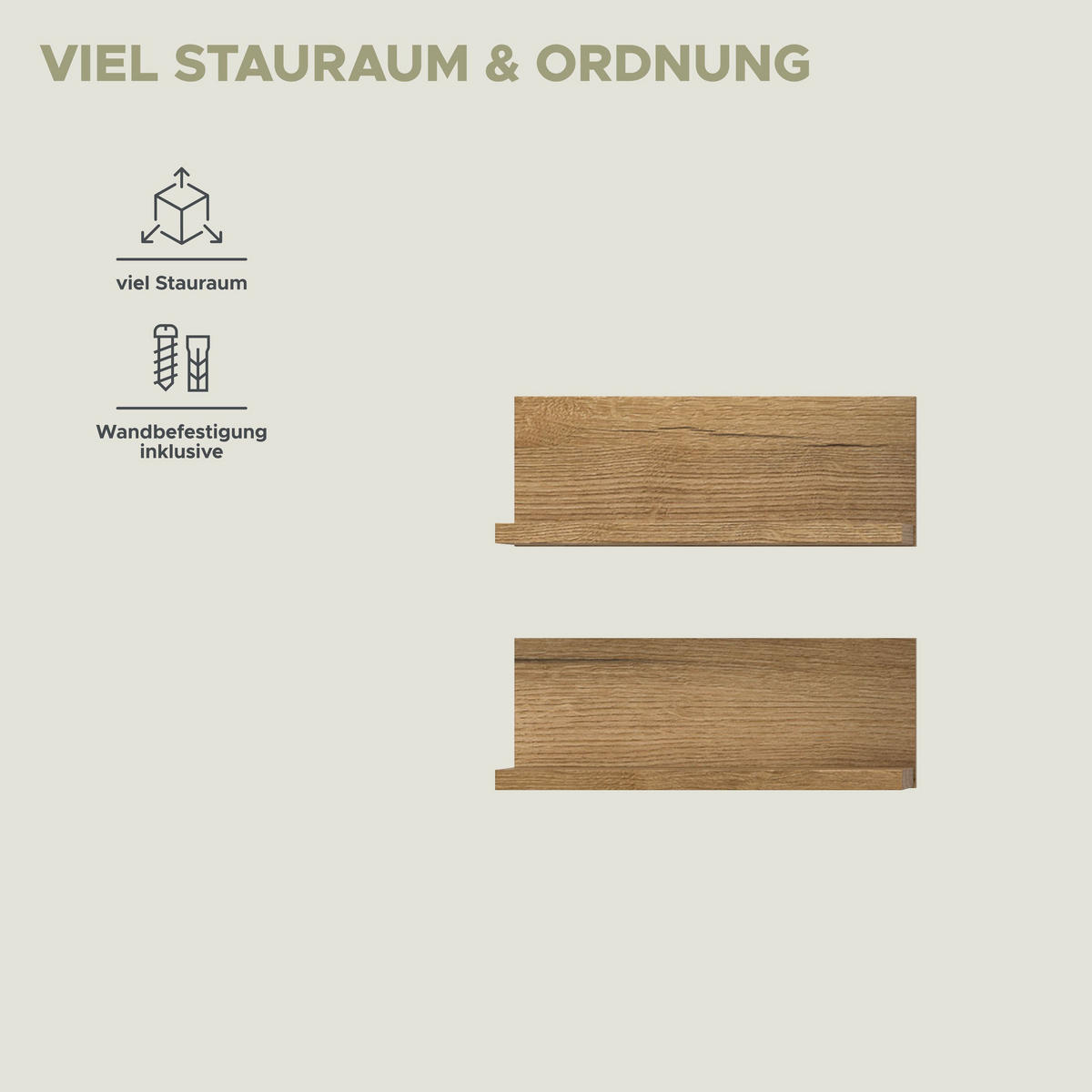 WANDREGAL Set AQUA (B/H/T: ca. 32/12/14 cm) in Evoke Oak Nachbildung/Evoke Oak Nachbildung - Eichefarben, Holzwerkstoff (32/12/14cm)