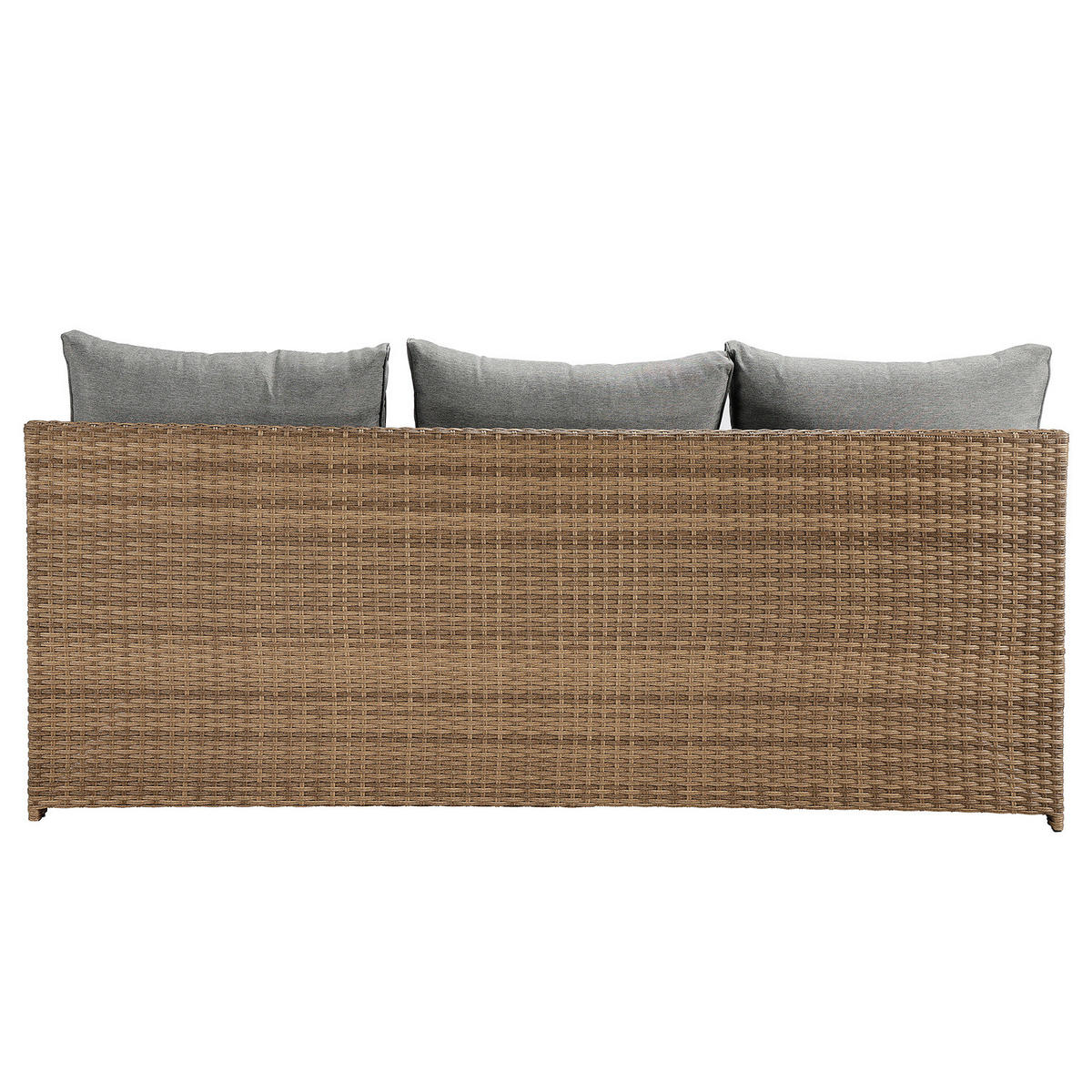 LOUNGESET 3-teilig - Polyrattan / Webstoff - Braun / Grau - Braun/Grau, Naturmaterialien/Textil - home24
