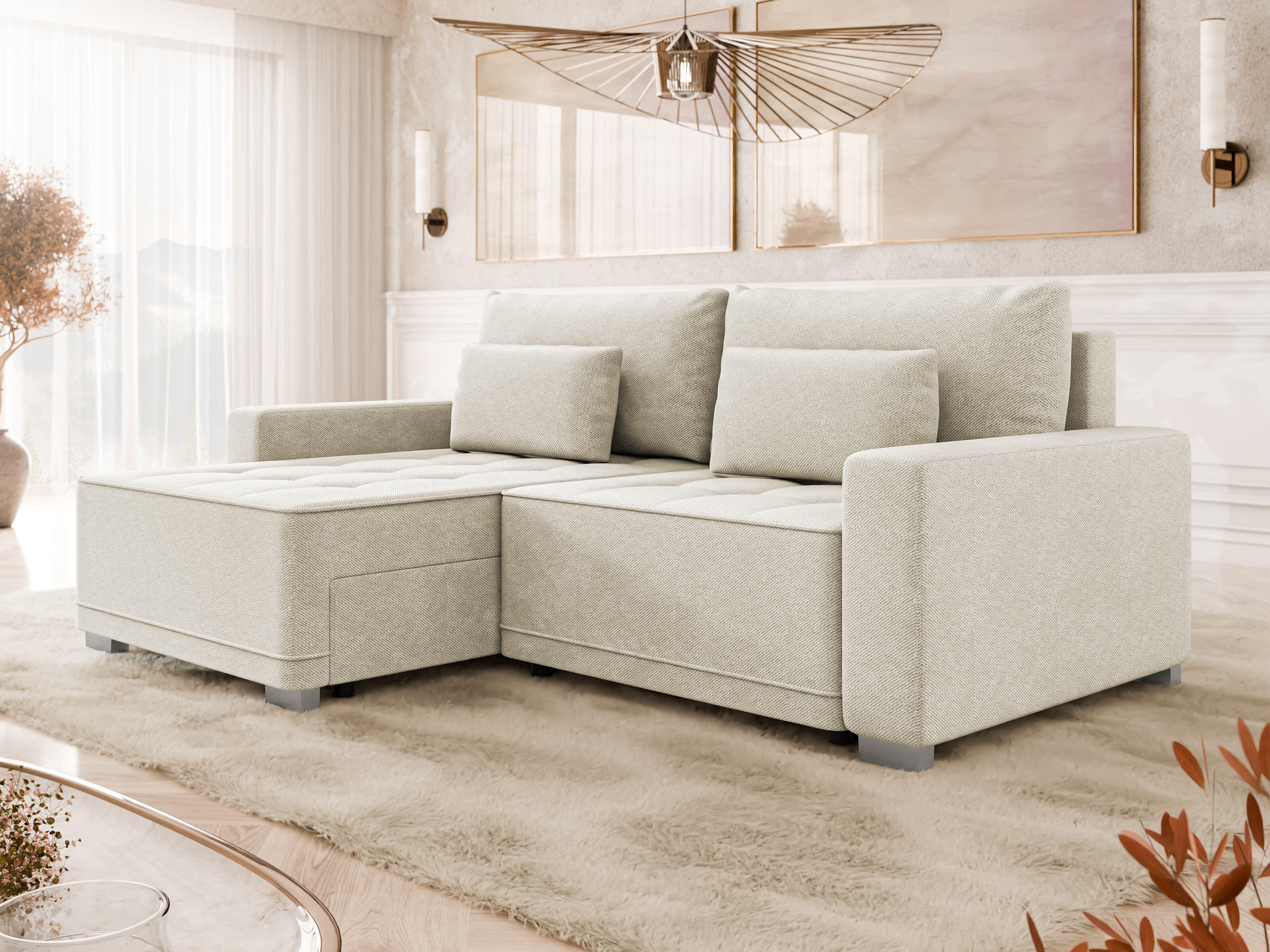 ECKSOFA Zeus - Beige, Holz/Kunststoff (238/160cm) - MIRJAN24