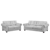 POLSTERGARNITUR (3-2) - Microfaser - Grau, Textil (1/1/1cm) - home24