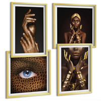 BILDER SET 4er Set - 50x50 cm & 40x60 cm Goldrahmen - Künstlerische Porträts von Frauen - Goldfarben, Kunststoff (50/50cm) - TULUP