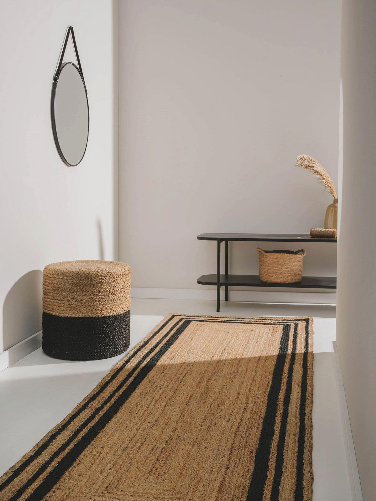JUTELÄUFER Jutta Schwarz 70x200 cm - Schwarz, Textil (70/200cm) - benuta Pure
