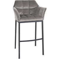 BARHOCKER Damaskus Samt mit 4-Fuß Gestell grau - Schwarz/Grau, Textil/Metall (64/110/48cm) - TPFLiving