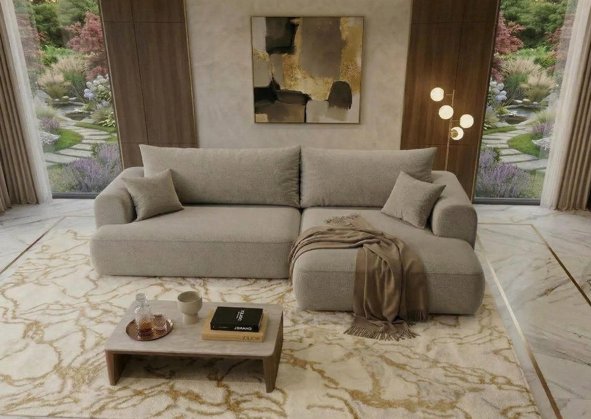 BIG-SOFA Vitton Beige Rechts - Beige, Textil (260/85/200cm) - B&B Home