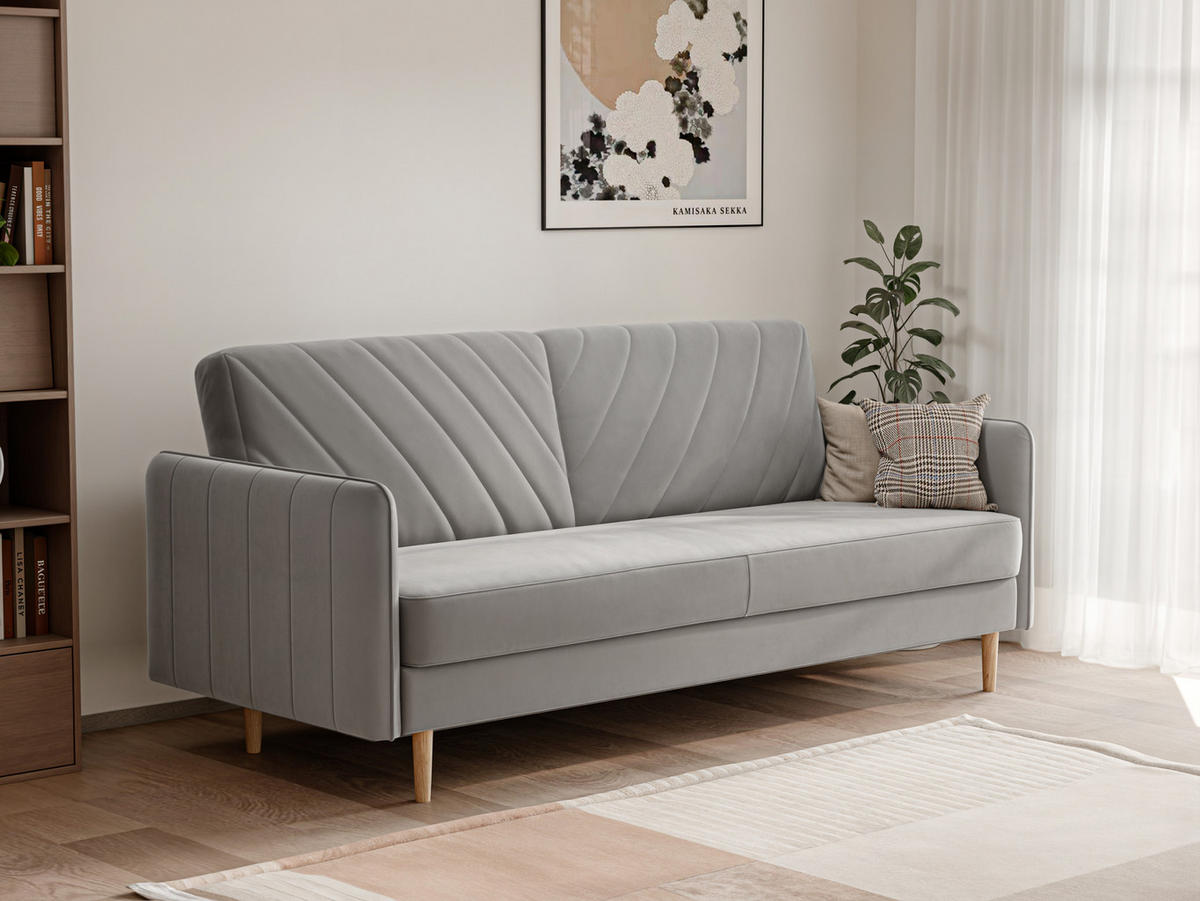 SCHLAFSOFA COLETTE mit Bettkasten Hellgrau - Hellgrau, Holzwerkstoff/Kunststoff (200/85/90cm) - Idohome
