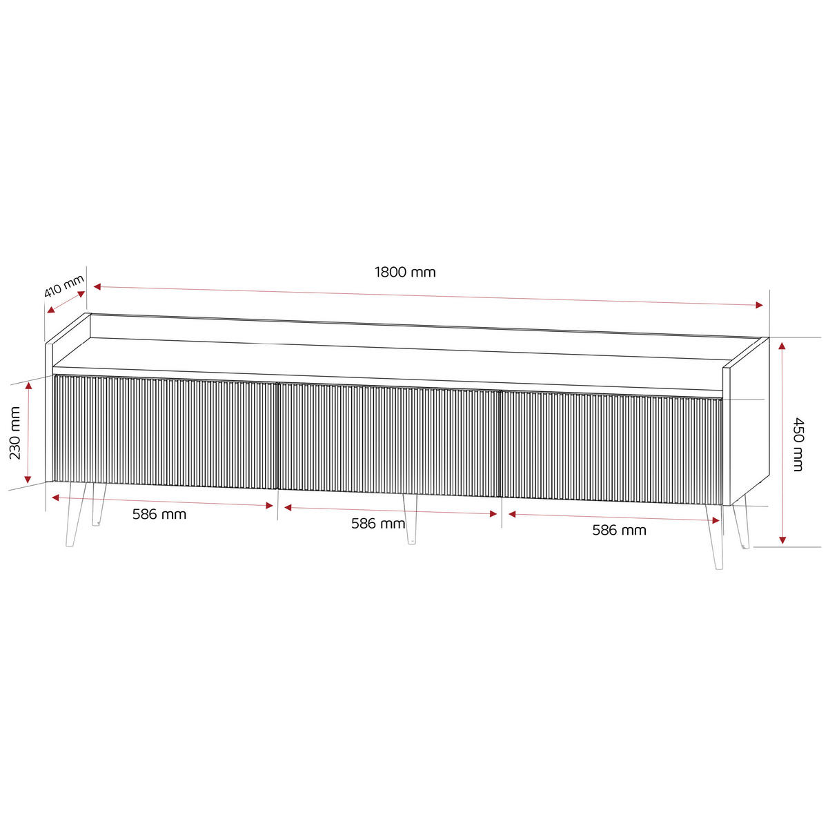 TV-LOWBOARD SCALA stehend, 180 cm Kaschmir - Kaschmir/Schwarz, Holzwerkstoff/Metall (180/45/41cm) - Idohome