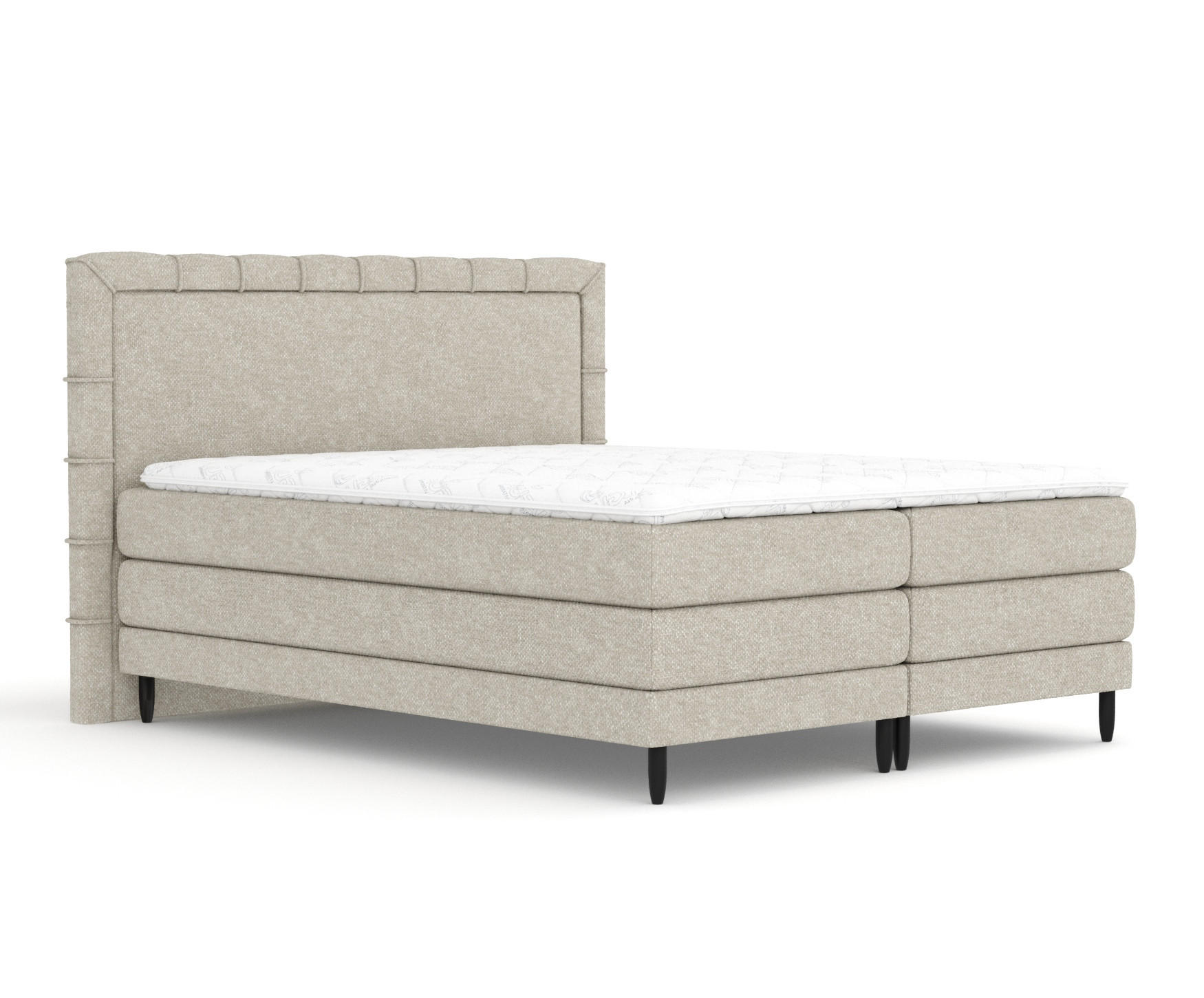 BOXSPRINGBETT Rimini Beige Grau 180/200 cm mit Matratze und Topper - Beige/Schwarz, Holz/Holzwerkstoff (180/200cm) - Maison de Reve