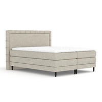 BOXSPRINGBETT Rimini Beige Grau 180/200 cm mit Matratze und Topper - Beige/Schwarz, Holz/Holzwerkstoff (180/200cm) - Maison de Reve