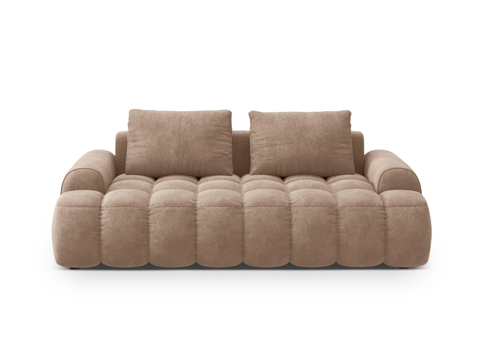 SOFA Linz aus Samt dunkelbeige 3 Sitzplätze - Mokka, Textil (100/84/200cm) - Cosmopolitan Design