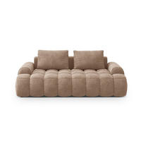 SOFA Linz aus Samt dunkelbeige 3 Sitzplätze - Mokka, Textil (100/84/200cm) - Cosmopolitan Design