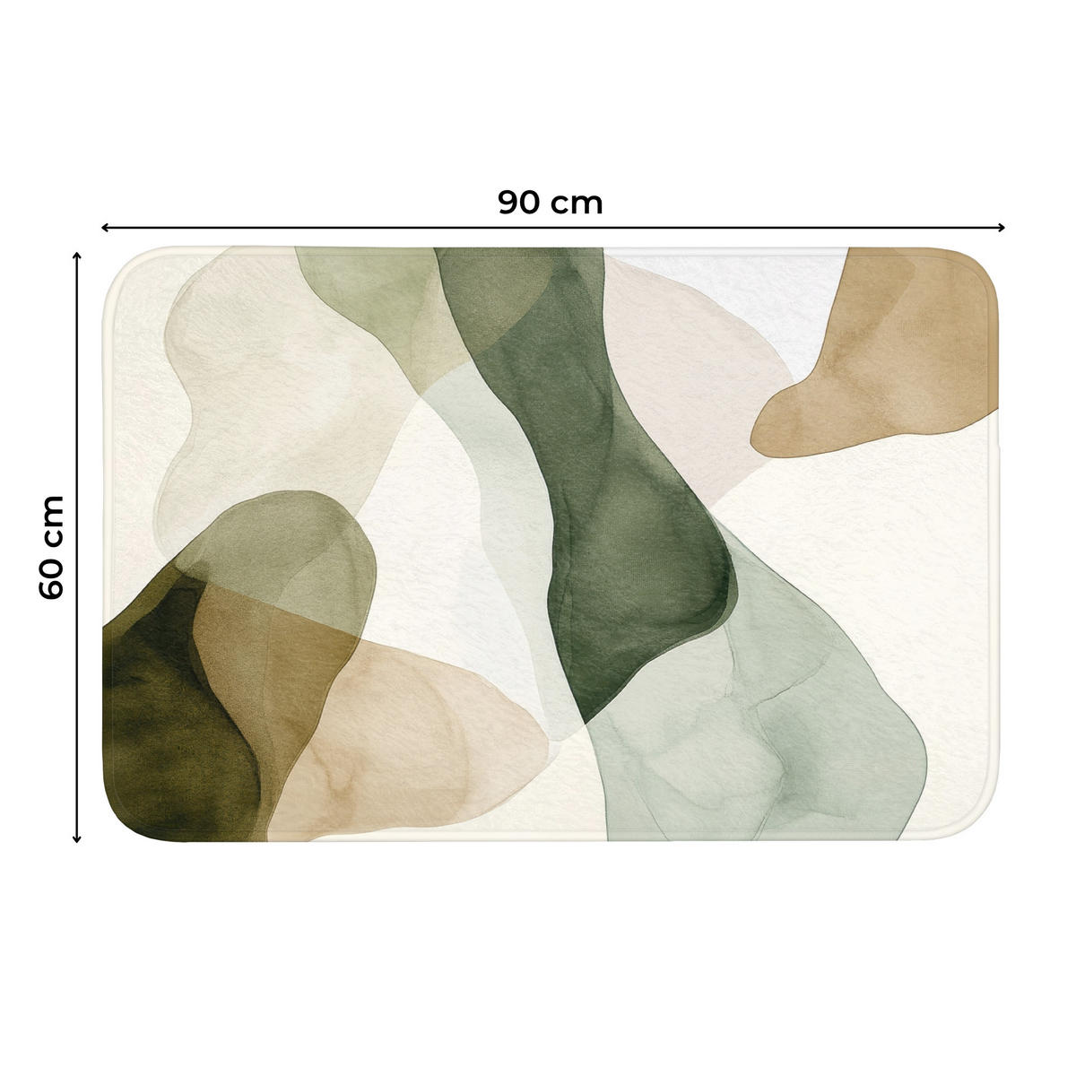 WC-VORLEGER Japandi - Abstrakt - Grün Toilettenteppich 90x60 cm - Grün, Kunststoff/Textil (90/1cm) - OnlyWow