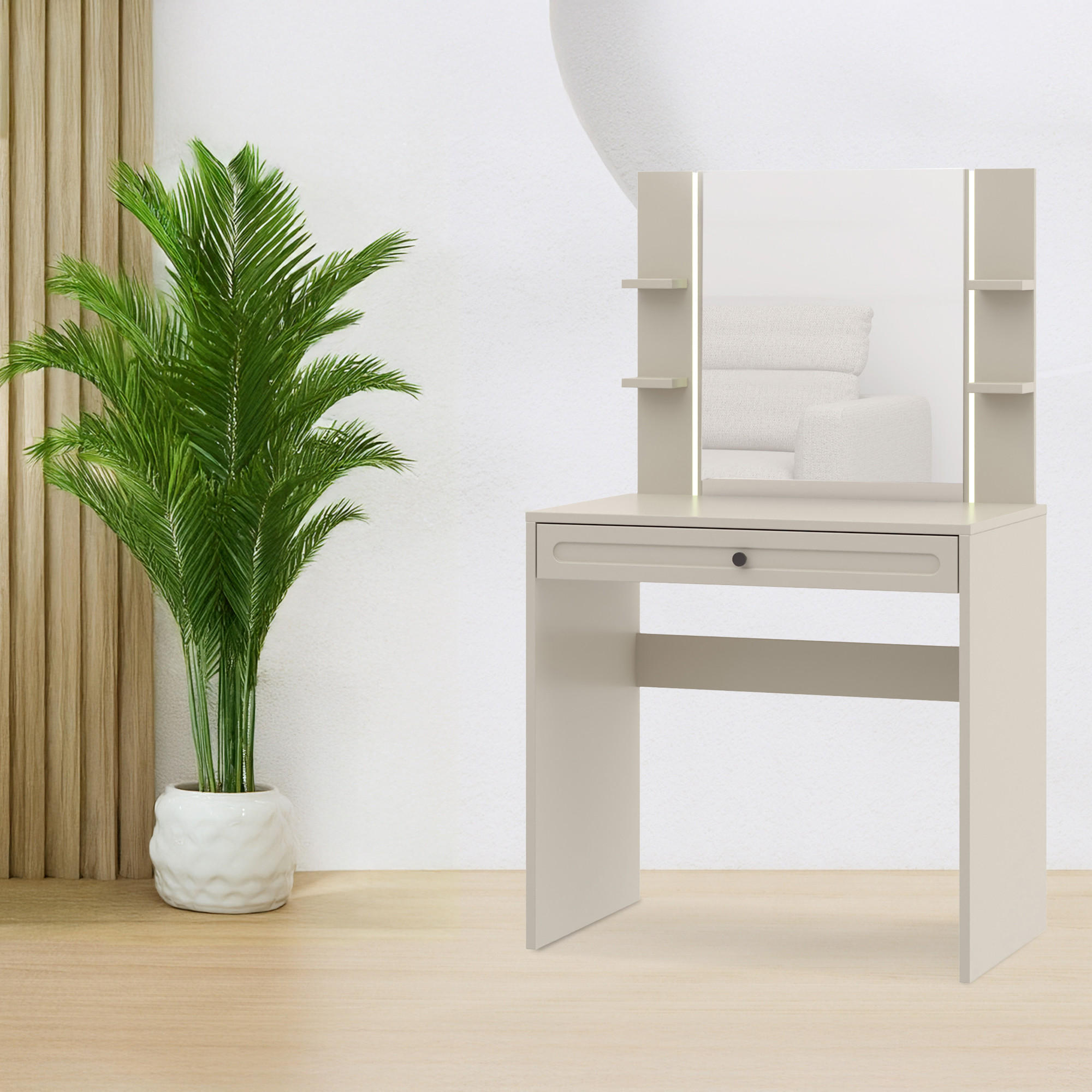 SCHMINKTISCH TILA, Cremefarbig - Creme, Holzwerkstoff (79.8/136/40cm) - KONSIMO®
