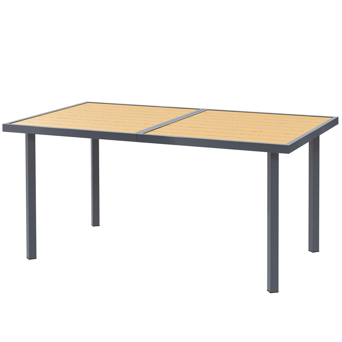 GARTENTISCH DE-14139 für 6 Personen, Holzoptik-Stahl Natur - Naturfarben, Metall (150/90/72cm) - ComfortXL