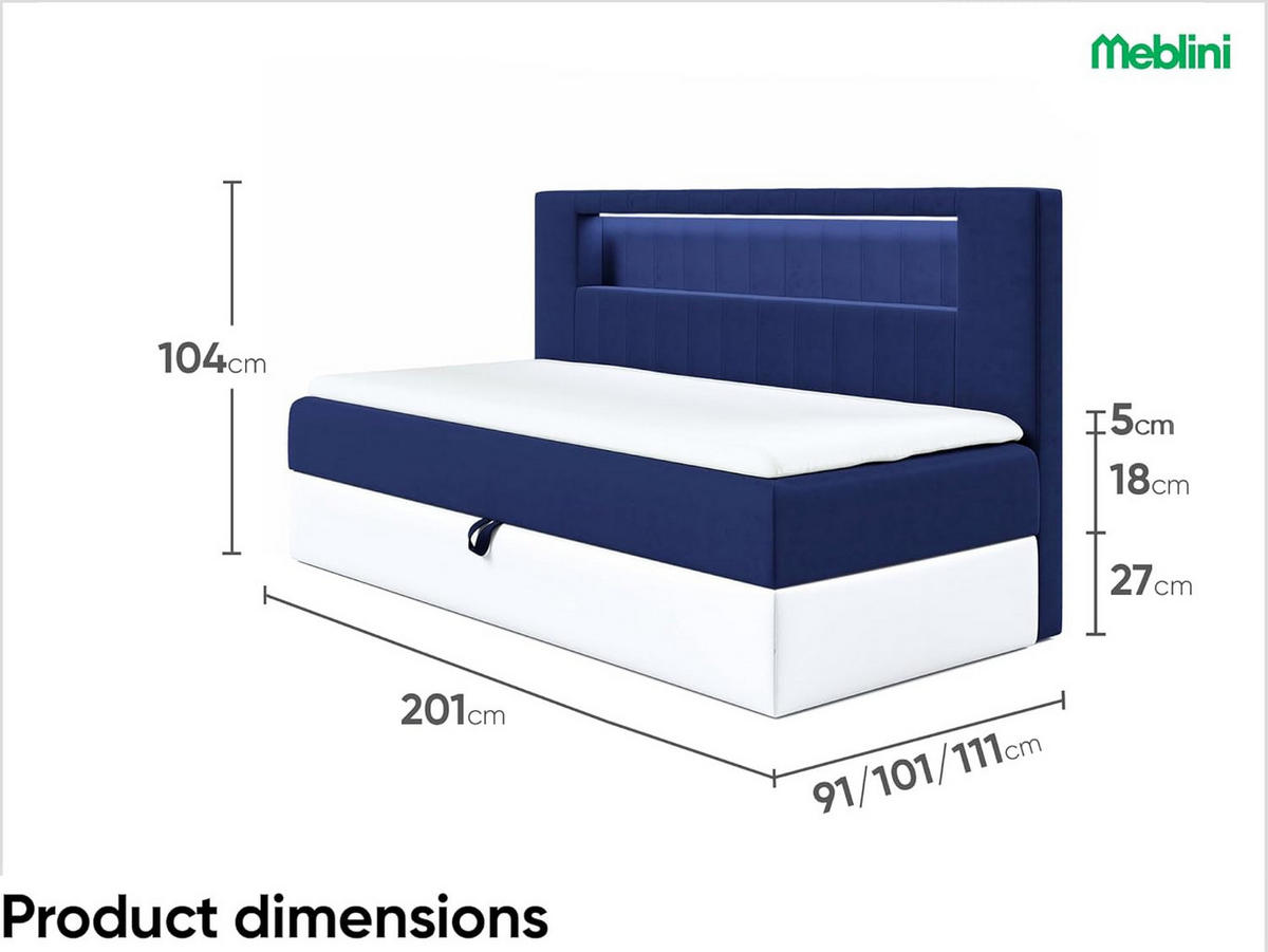 KINDERBETT GARETH 2 - Dunkelblau/Weiß, Holzwerkstoff (111/201cm) - Meblini