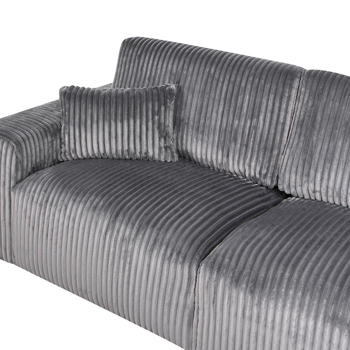 3-SITZER-SOFA Cord Grau Sandora - Grau, Textil (216/87/98cm) - Beliani