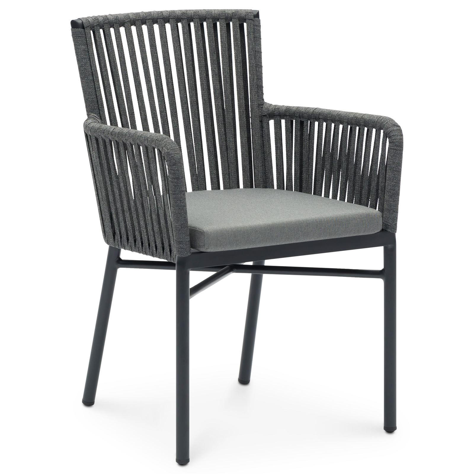GARTENSTUHL AFUERA 6ER-SET - Schwarz/Grau, Textil/Metall (56/85/59cm) - IDIMEX