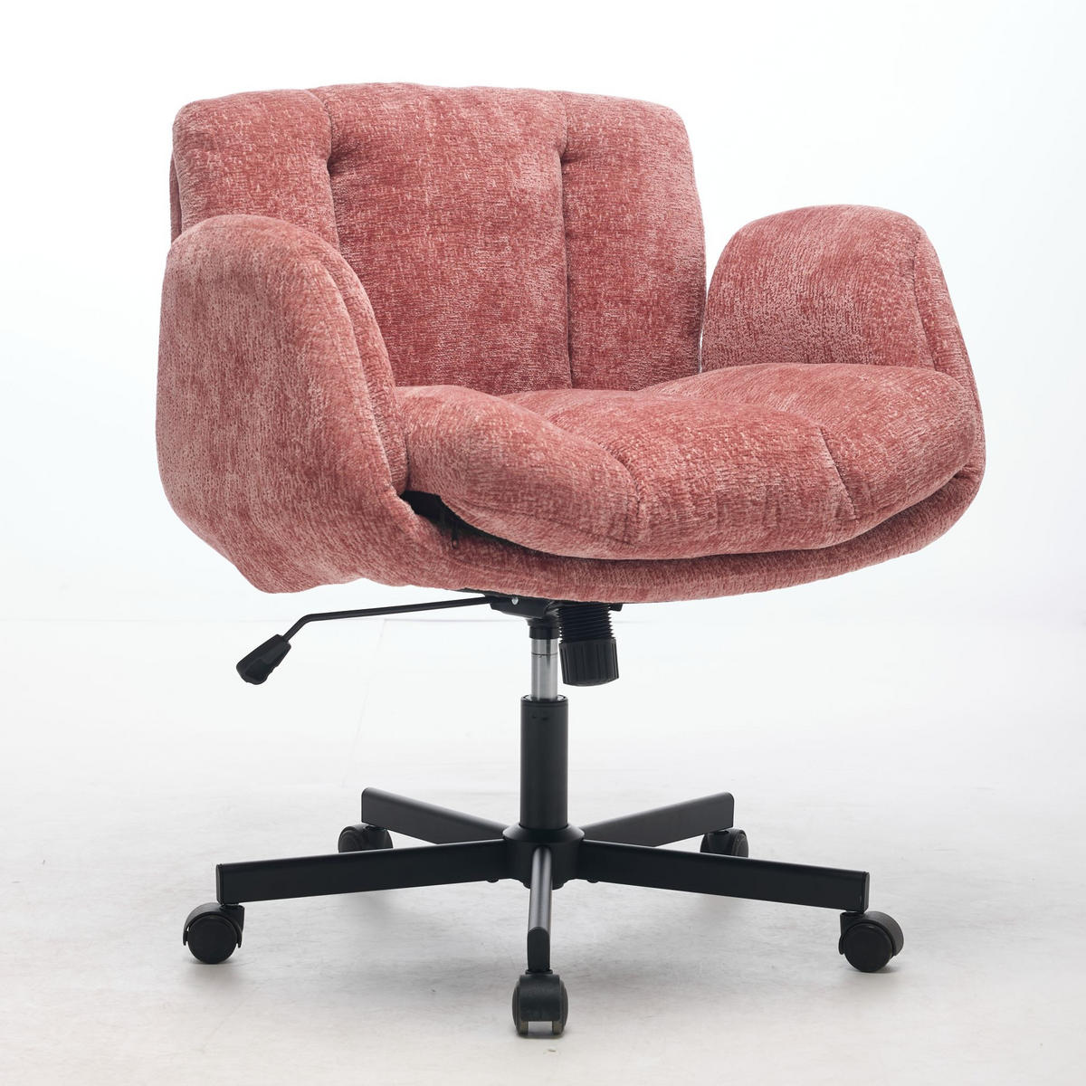 BÜROSTUHL Rosa Drehbar Höhenverstellbar - Pink, Metall (57.5/92.5/60cm) - PANGIVO
