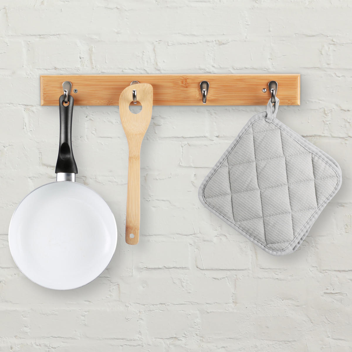 HAKENLEISTE - Hellbraun, Holz/Metall (48.5/6/5cm) - Relaxdays