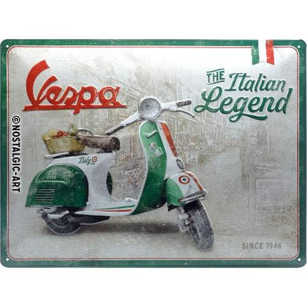 BLECHSCHILD 30/40 cm Vespa Italian Legend - Multicolor, Metall (40/30/0.2cm) - Nostalgic-Art