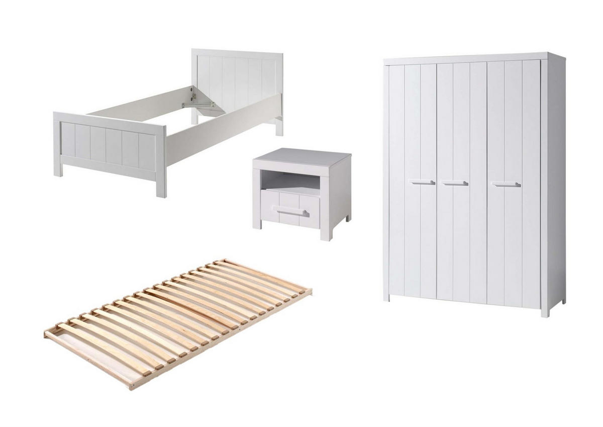 JUGENDZIMMEREINRICHTUNG Karalynn 5 Jugendzimmer komplett MDF Weiß - Weiß, Holz (240/77/140cm) - 58aufmkessel