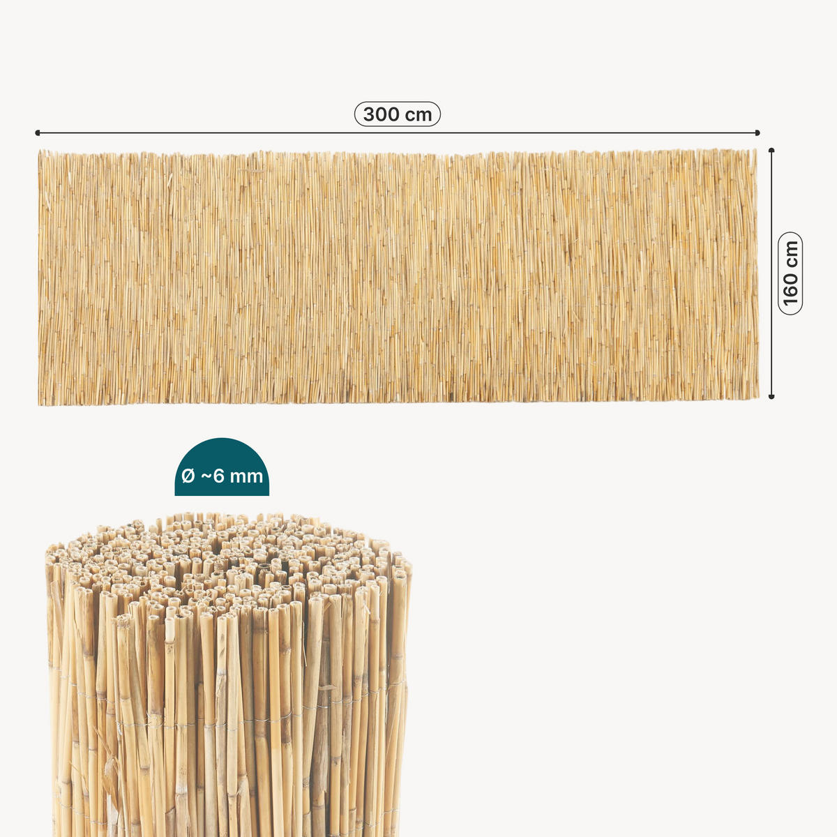 SCHILFZAUN Abbateggio - Naturfarben, Naturmaterialien (160/0.6cm) - casa.pro