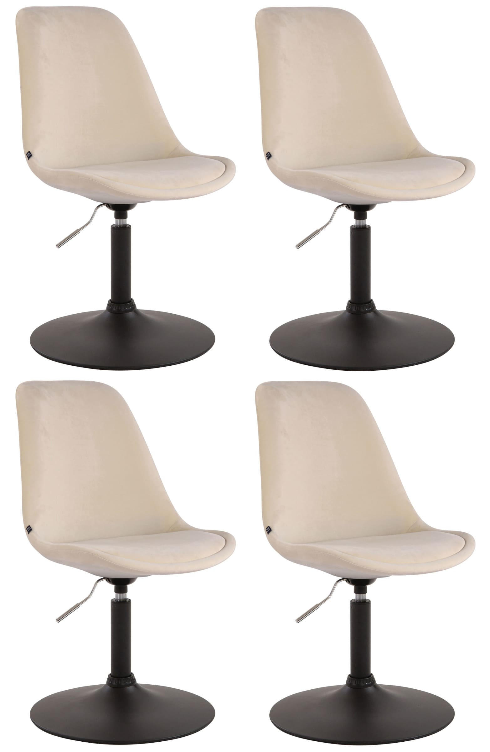 STUHL 4er Set Samt creme - Creme/Schwarz, Textil/Metall (48/76/57cm) - CLP