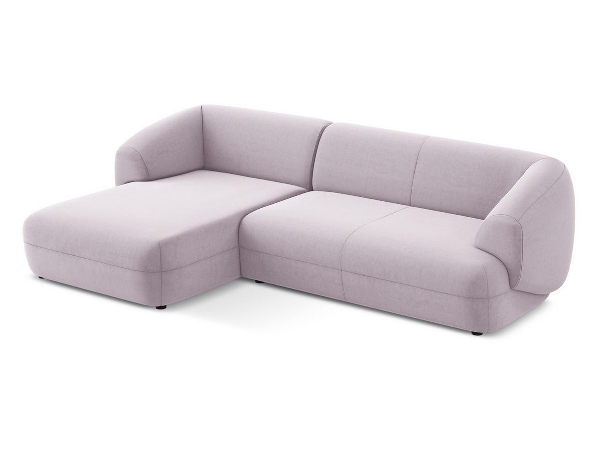 ECKSOFA Links Samt Stoff Violett - Lila/Flieder, Kunststoff/Textil (156/280cm) - Makamii