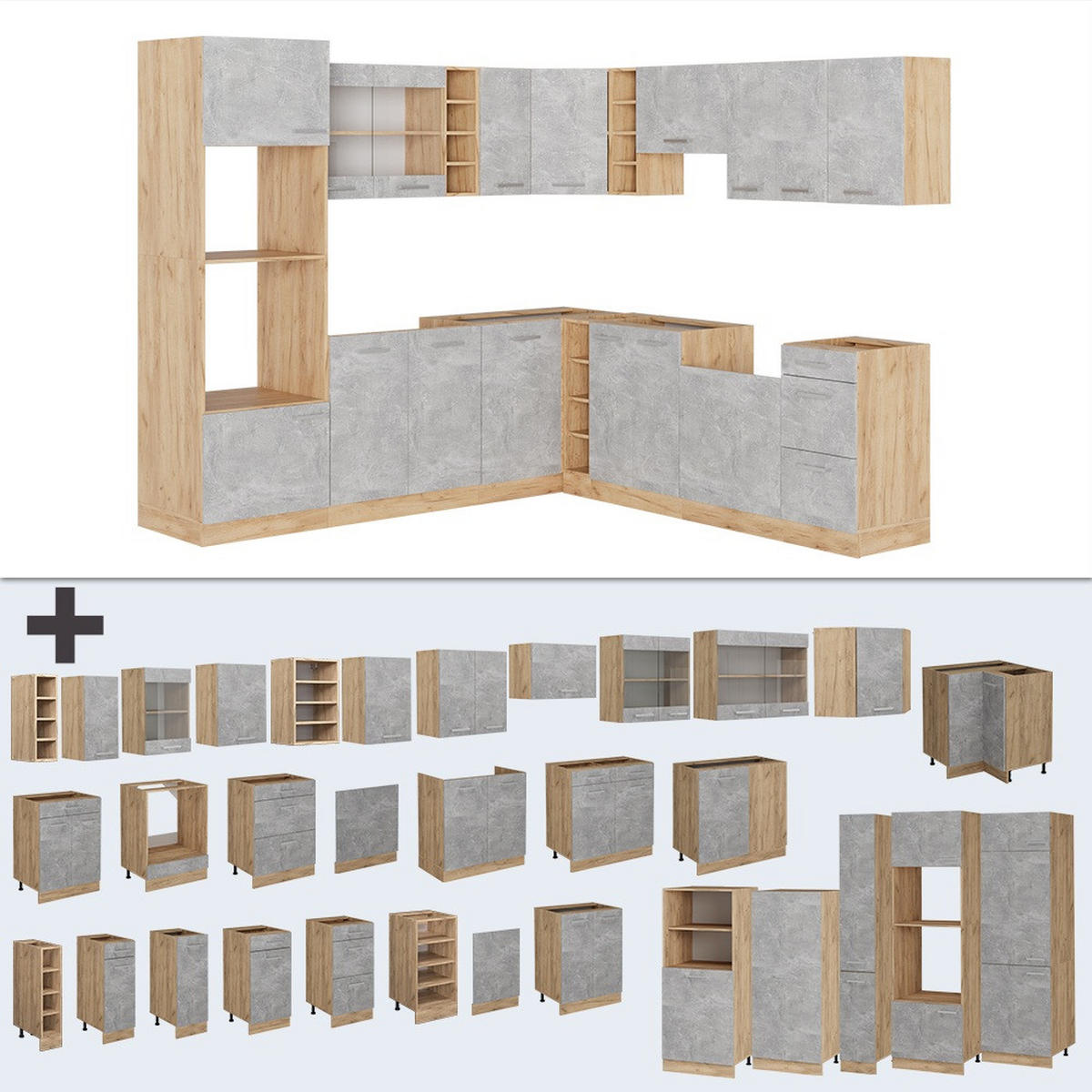 Honigeiche/Grau, Holzwerkstoff (247/81.6/60cm) - Vicco