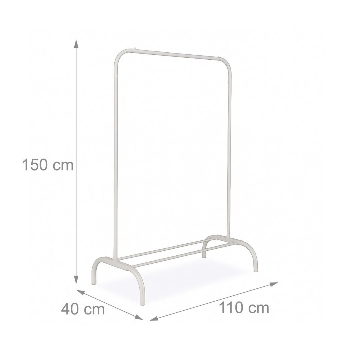 KLEIDERSTÄNDER Eisen - Weiß, Metall (110/150/40cm) - Relaxdays