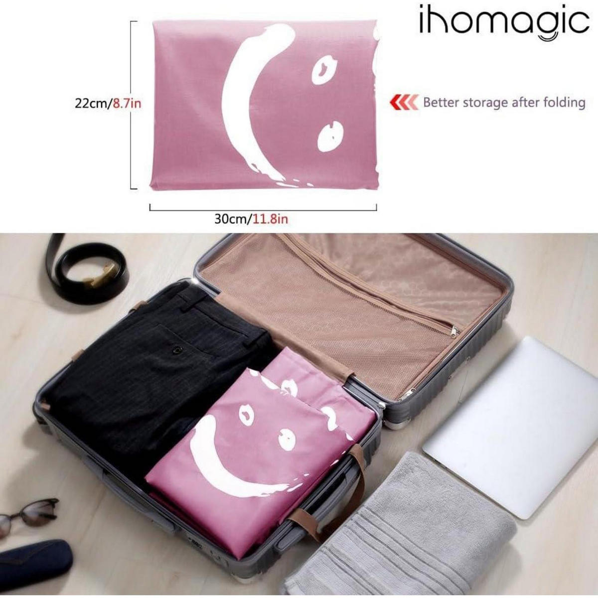 WÄSCHESACK 2-teiliges Set 66 x 96 cm Rosa - Rosa, Kunststoff (61/36.2/91.9cm)