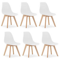 STUHL ATRI 6-er Set, Weiß Hölzerne Buchenbeine - Weiß, Holz/Textil (46/80/55cm) - Komodee