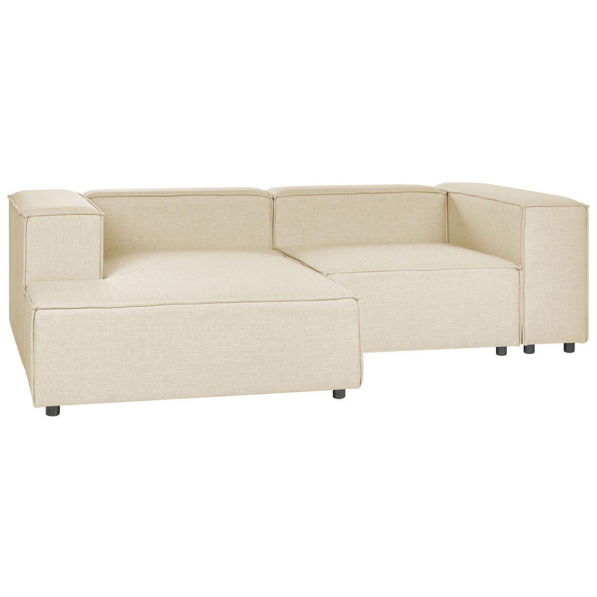 2-SITZER-ECKSOFA Leinen beige linksseitig Aprica - Beige/Schwarz, Textil (238/180cm) - Beliani