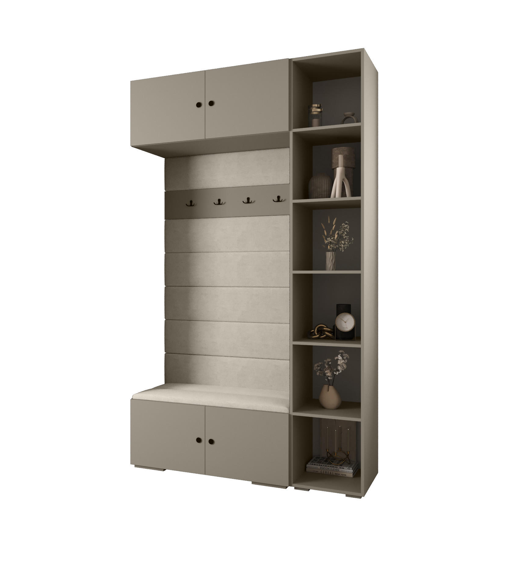 Abiks Möbel Garderoben-Set Kaschmir, Beige, Schwarz 140x236.7x47 cm
