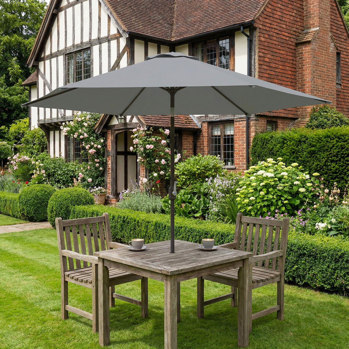 SONNENSCHIRM DE-05638 Neigbar mit Kurbel, Windöffnung Grau - Grau, Metall (295/295cm) - ComfortXL