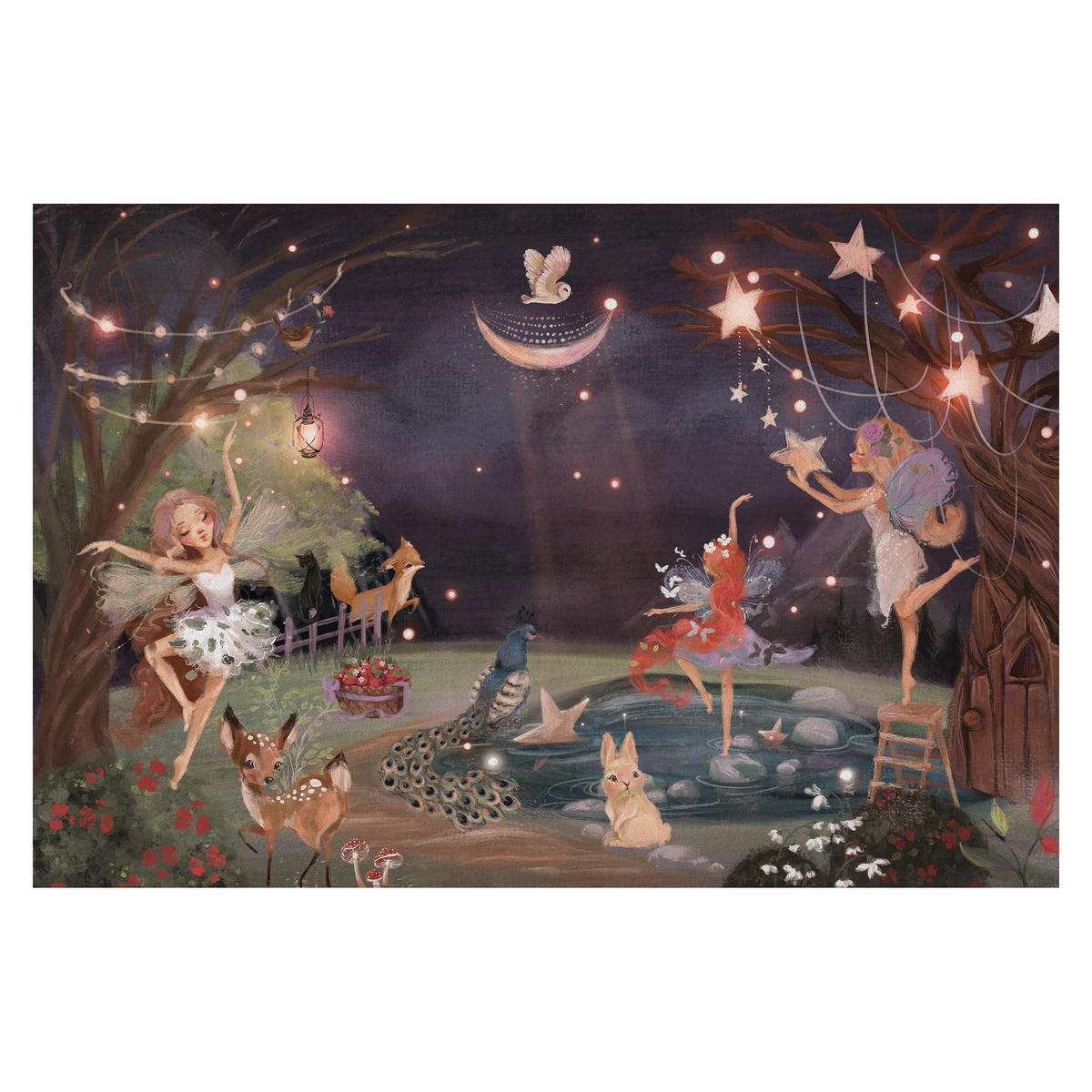FOTOTAPETE Eine Nacht im Garten der Feen 288/190 cm - Braun, Papier (288/190cm) - Bilderwelten
