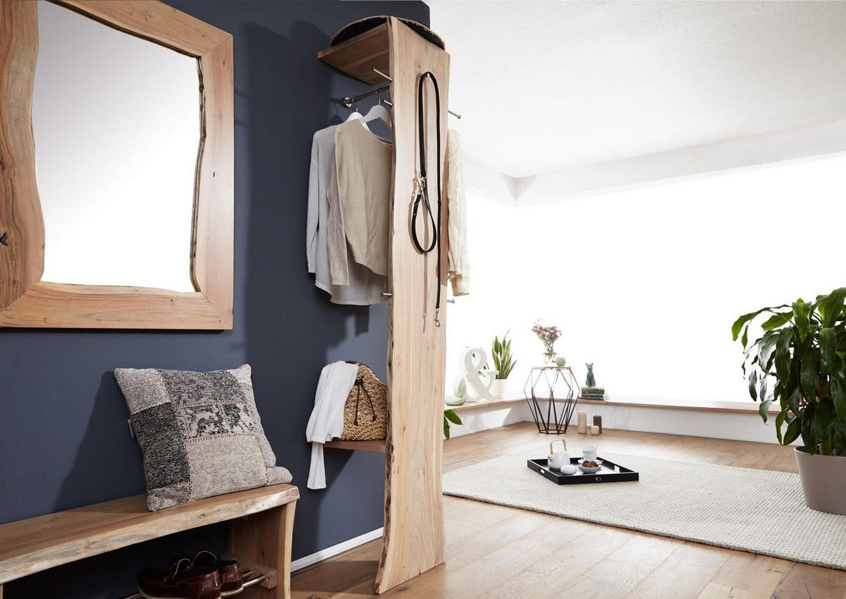 GARDEROBE Akazie 36x40x200 natur lackiert PURE ACACIA #714 - Naturfarben, Holz (36/200/40cm) - Massivmoebel24
