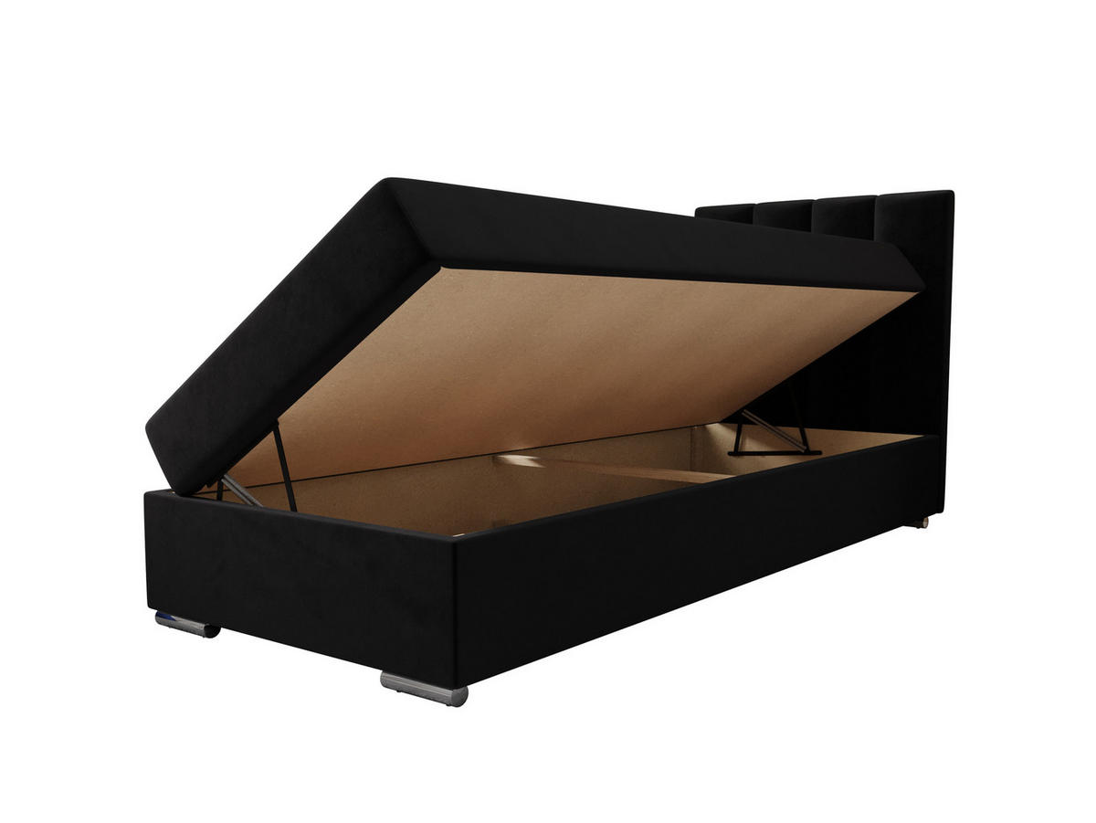 BOXBETT ZILANO 2 mit Matratze H3 und Topper 80x200 Itaka 15 - Schwarz, Holz/Textil (80/200cm) - Bedante
