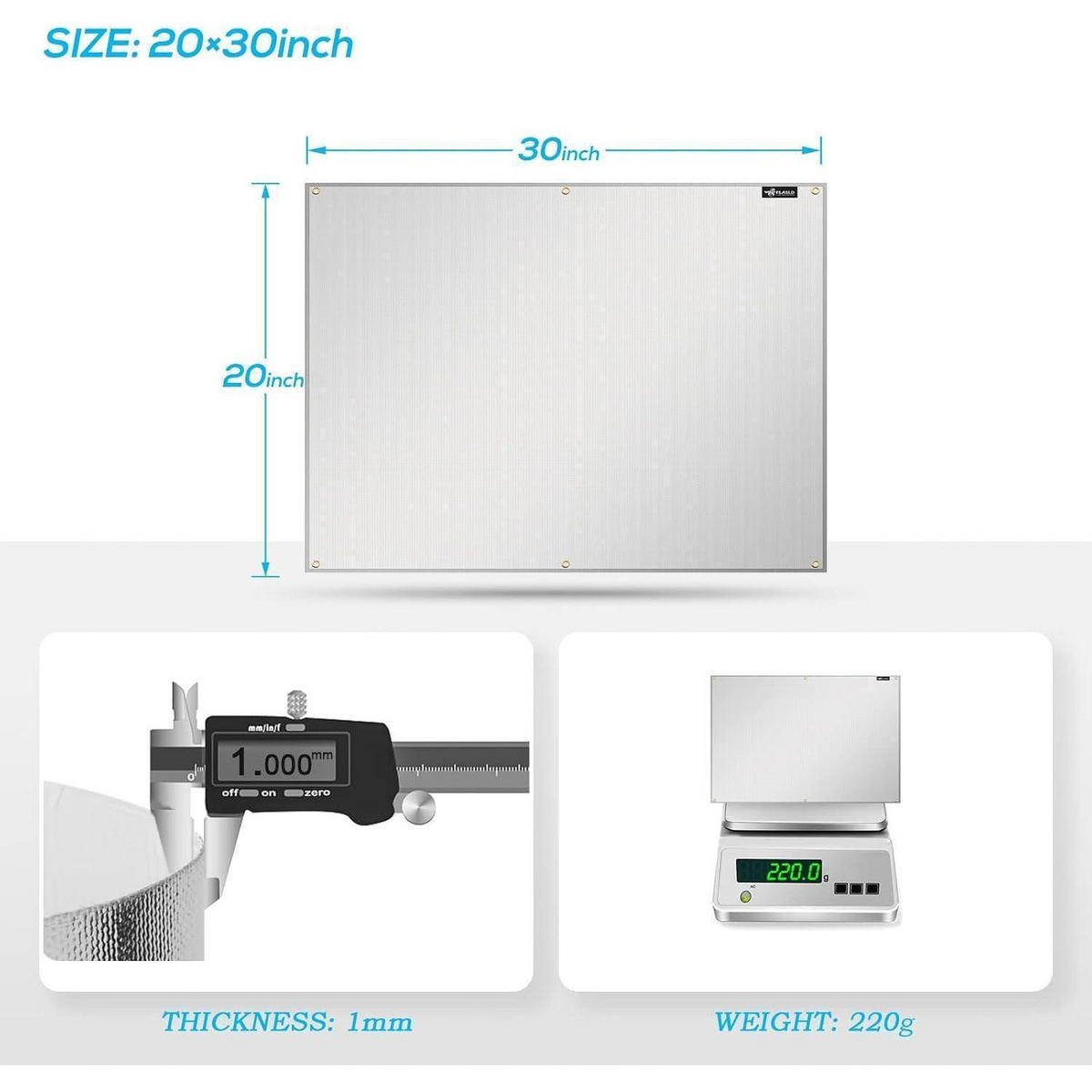 HITZESCHUTZMATTE 50 x 76 cm - Weiß, Metall (50.8/0.1/76.2cm)