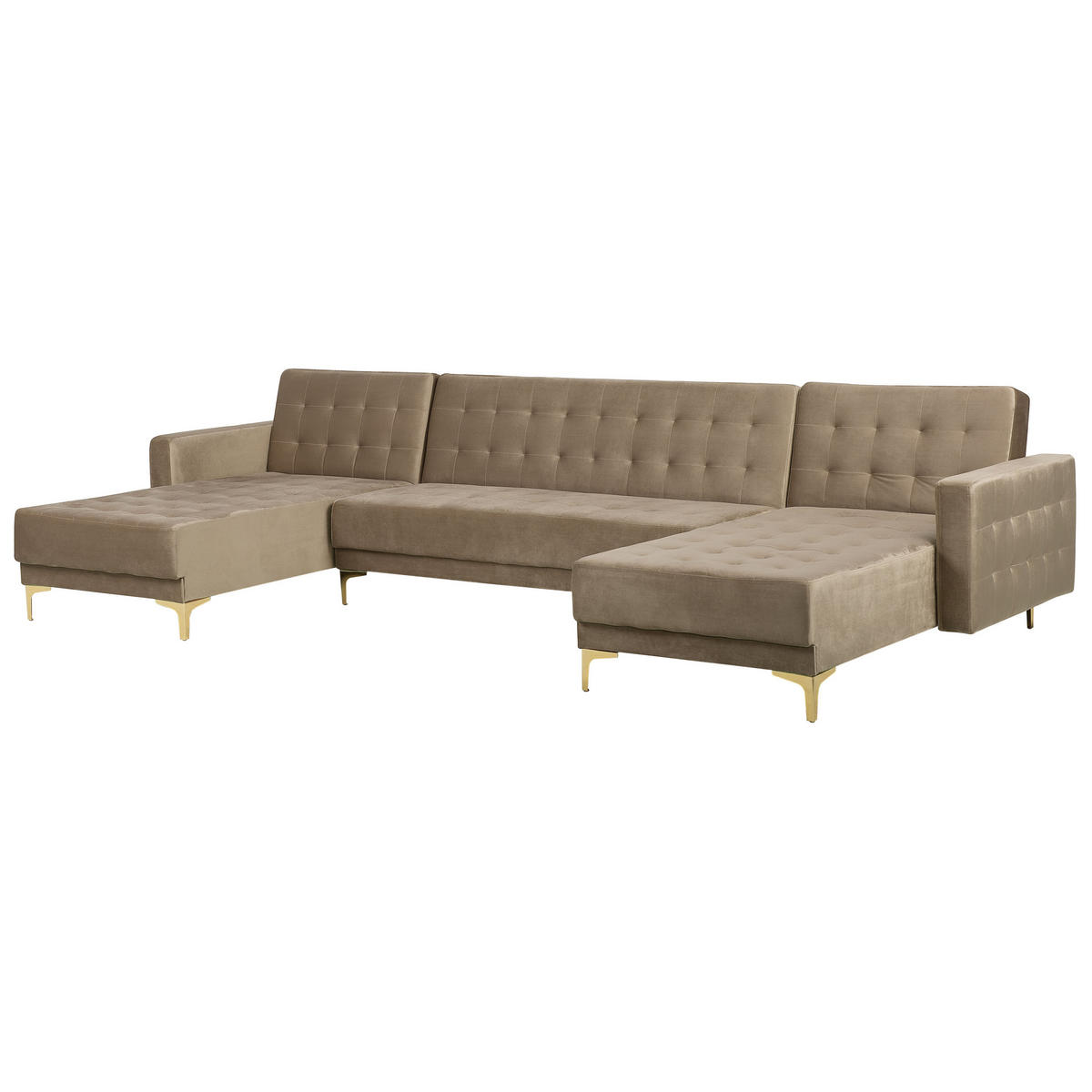 SCHLAFSOFA U-förmig Samtstoff Beige Aberdeen - Beige, Textil (348/83/168cm) - Beliani