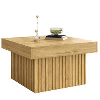 COUCHTISCH Holzoptik Quadratisch mit Streifenmuster, 79 x 79 cm - Cognac, Metall (79/79/46cm)