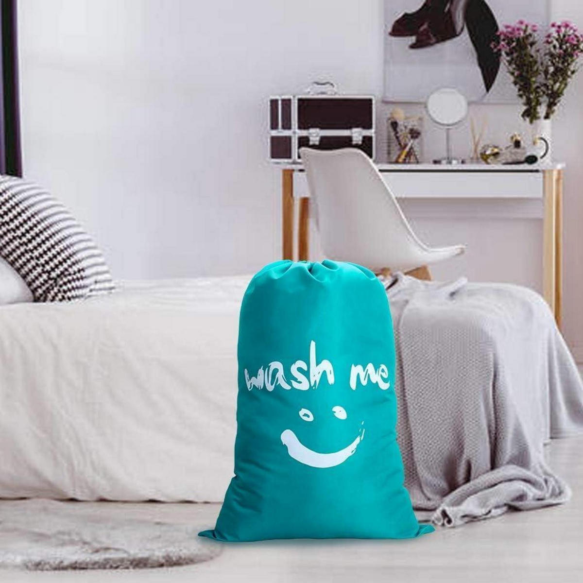 WÄSCHESACK 2-teiliges Set Blau 120 L - Türkis, Textil (66/92/66cm)