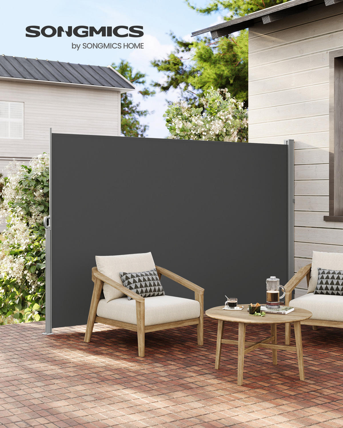 SEITENMARKISE Summer - Dunkelgrau, Metall (450/180cm) - SONGMICS
