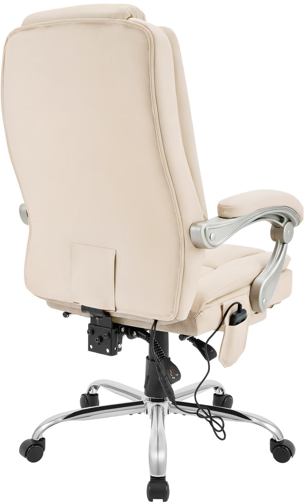 CHEFSESSEL Lederlook Creme - Chromfarben/Creme, Textil/Metall (67/110/70cm) - CLP