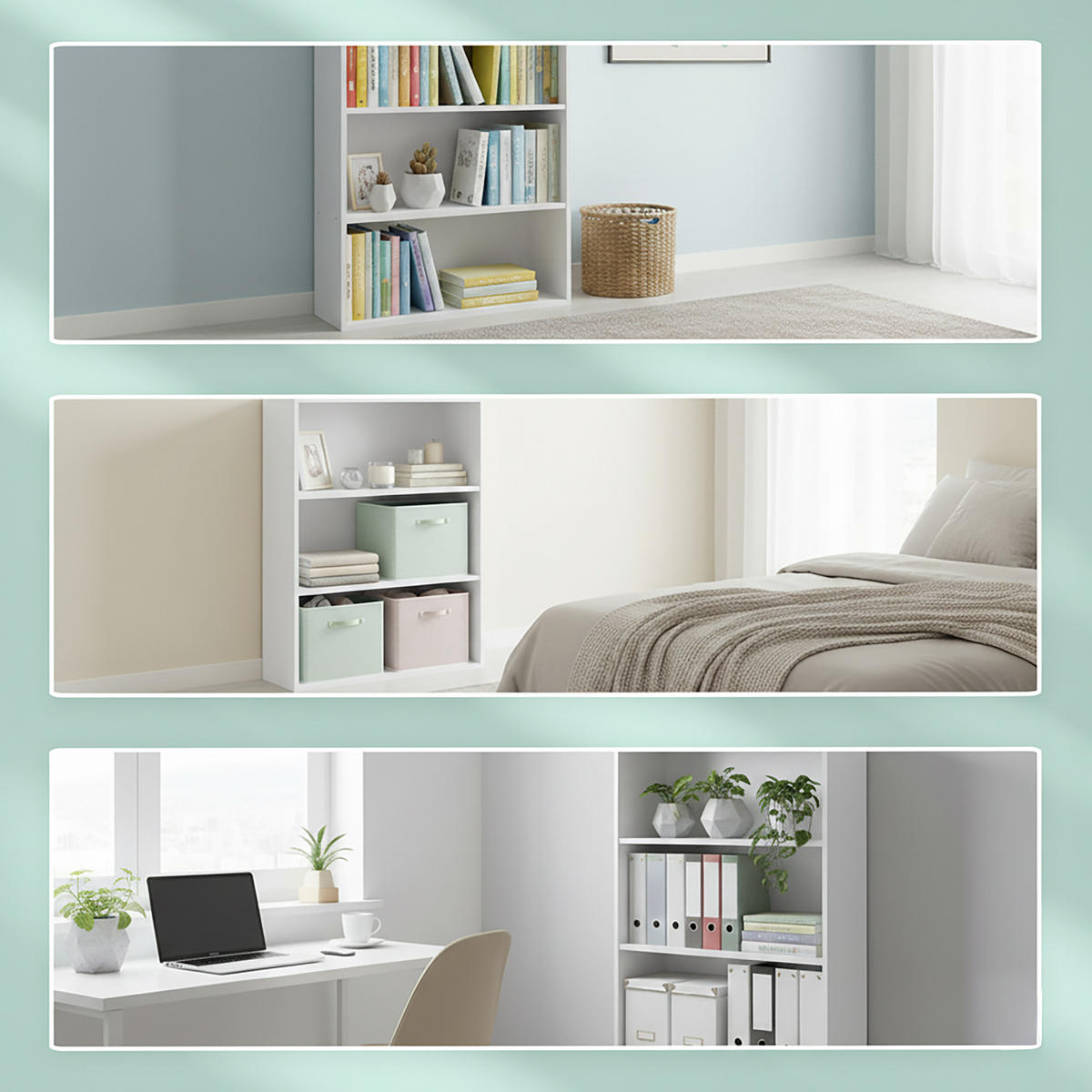 BÜCHERREGAL - Weiß, Holzwerkstoff (60/108/24cm) - Relaxdays