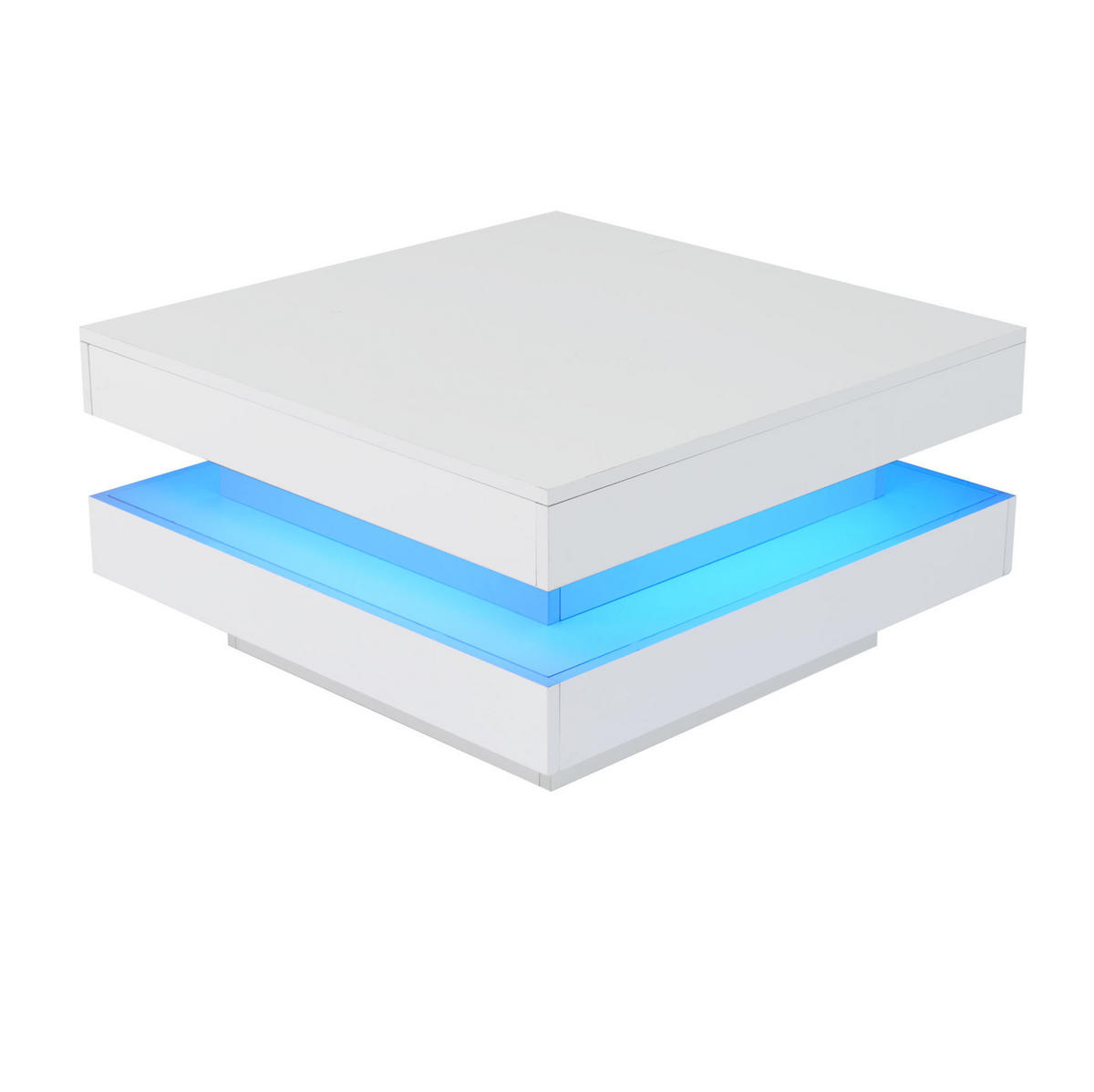 COUCHTISCH aus Holzwerkstoff 70x70x36 cm Weiß mit Bluetooth-LED-Beleuchtung und USB-Stromversorgung - Weiß, Holzwerkstoff (70/70/36cm) - Modfu
