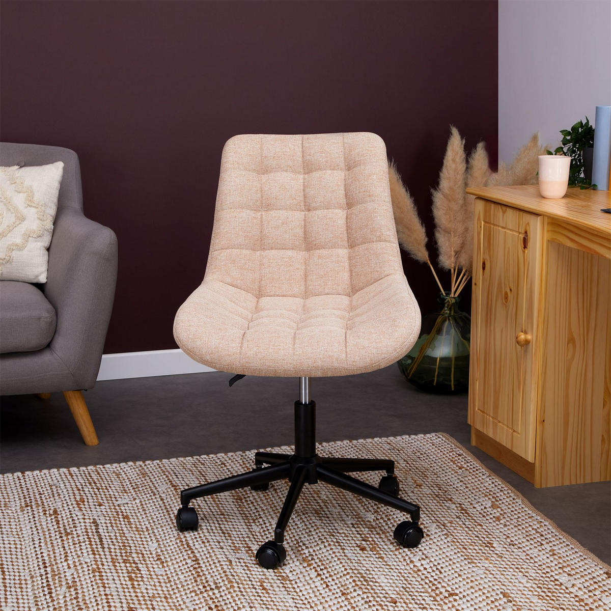 DREHSTUHL TALIA - Beige, Textil (53/89/61cm) - IDIMEX